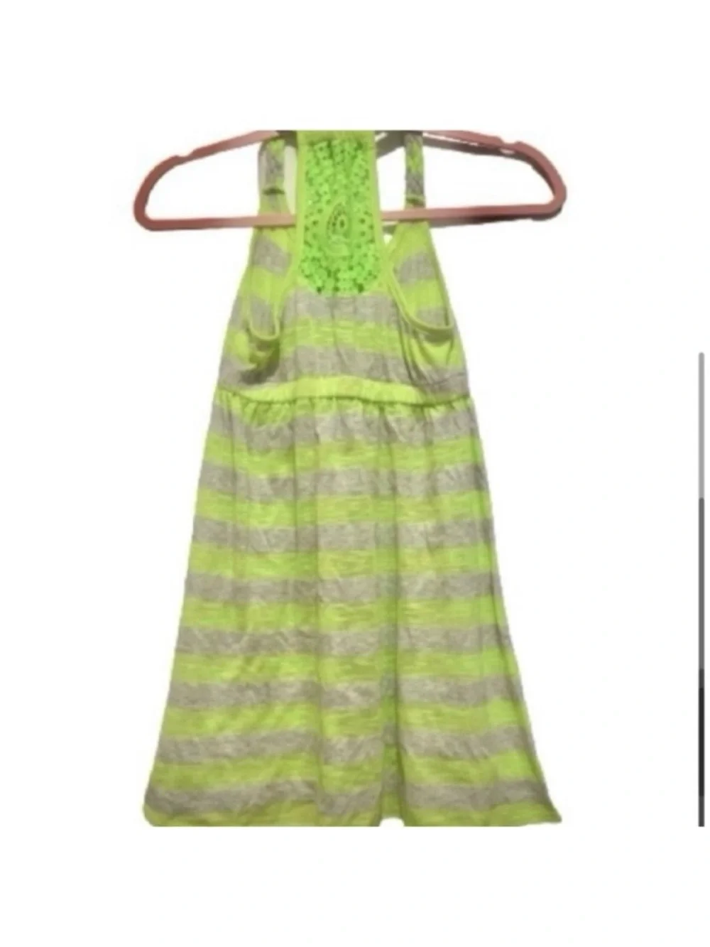 NWOT- Girl Sundress/Beach Cover-up Bright Green & Gray Stripe. Size: 12